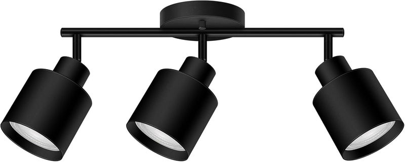 BoostArea Store 3-Light Led Track Lighting,Black Ceiling Lighting Fixtures,Wall Sconces Ceiling Spotlight with Foldable Light Arms for Kitchen, Closet, Bedroom,GU10 Socket, Bulbs Not Included - Image 1